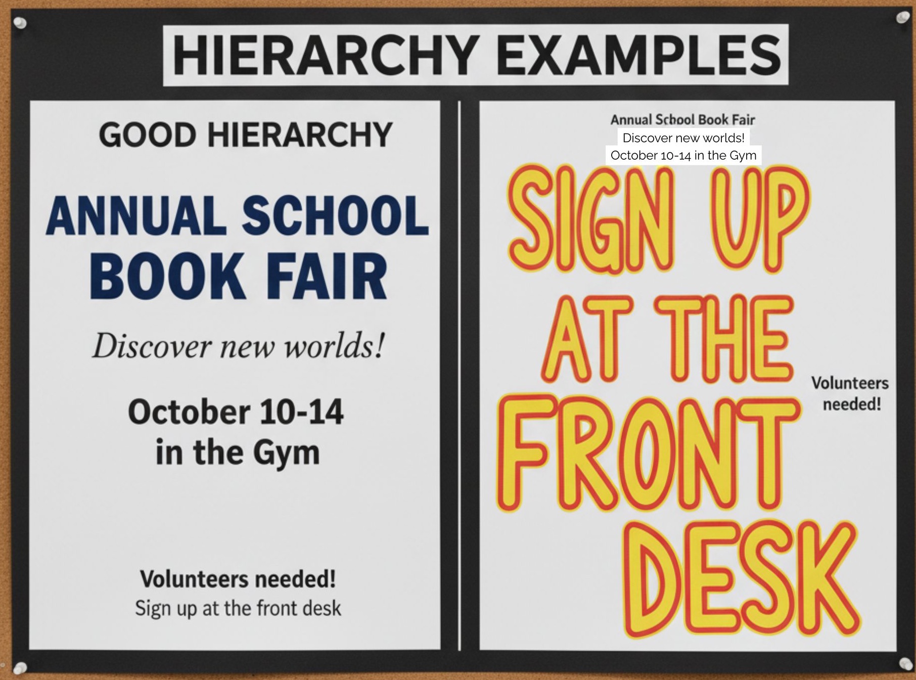 Examples of good and bad hierarchy as described below 